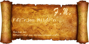 Fürjes Milán névjegykártya