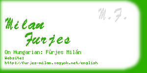 milan furjes business card