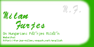 milan furjes business card